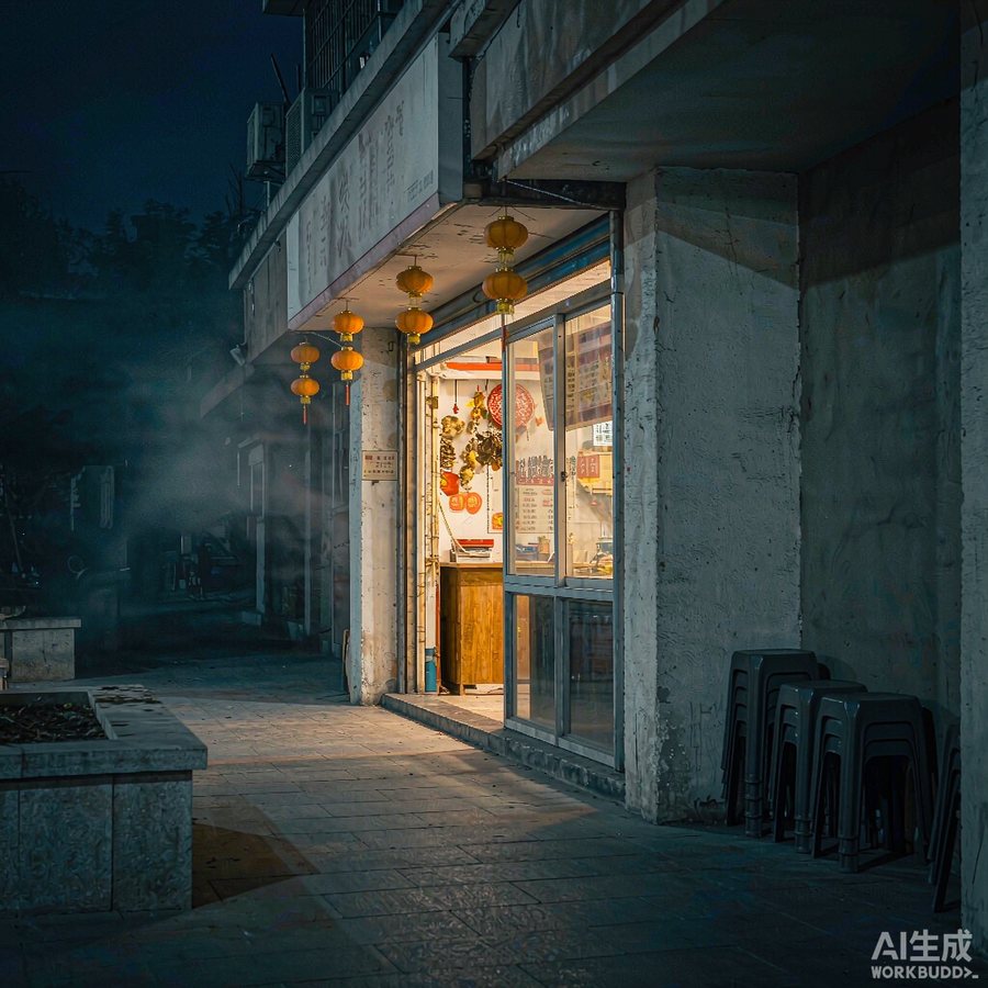 顺哥糖水铺夜晚门口